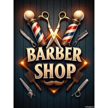 Imagem de TUTUMAY21 Kit de arte de diamante para adultos, placa de poste de tesoura de barbeiro, pintura de diamante vintage para adultos iniciantes, kits de pintura de arte de diamante 5D DIY para decoração de