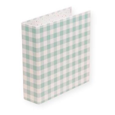 Imagem de Craftelier - Álbum de papelão forrado Vichy (15 x 20 cm) | 2 sistemas de anéis em D de metal branco | Capa dura resistente | Tamanho 22,5 x 23 x 6 cm - Cor verde menta