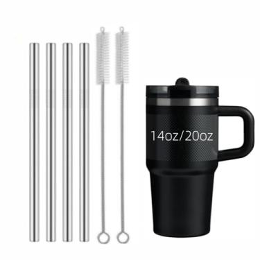 Imagem de Canudo de metal de substituição para Stanley Quencher ProTour Flip Tumbler 396.9 g/597.0 g, pacote com 4 canudos de aço inoxidável com escova de limpeza para Stanley Quencher ProTour 396.9 g/597.0 g