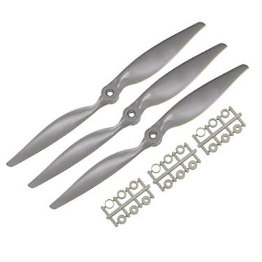 Imagem de uxcell RC Propellers CW 11x5.5 Inch 2-Vane for Airplane Nylon Gray 3Pcs with Adapter Rings
