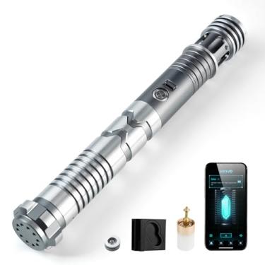Imagem de CUSTOM SABER Sensitive Smooth Swing Xenopixel Light Saber, Motion Control to Ignite Blade, 10 Types Ignite Blade Mode, 34 Sound Fonts Infinite Color Changing, Rechargeable Light Saber-Gray
