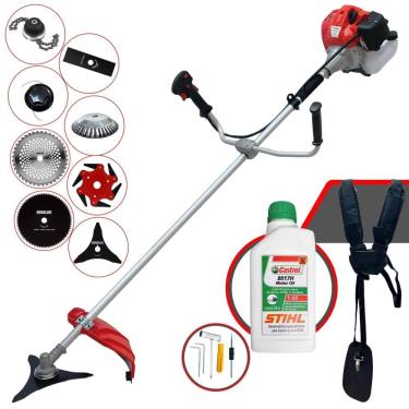 Imagem de Podador de Grama Anmax CG430P 43cc 2T 2HP Com Carretel + Facas 2 Pontas, 3 Pontas, 6 Pontas, 40 Dentes, 80 Dentes, Trimmer, Escova de Aço + ÓLEO STIHL