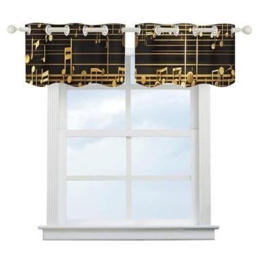 Imagem de Cortina blackout dourada com estrela brilhante caída escurecimento de quarto cortinas de janela curta com isolamento térmico para cozinha, sala de jantar, quarto, 2 painéis 132 x 46 cm