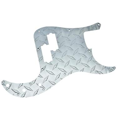 Imagem de Dopro Placa de diamante de metal de estilo moderno de 13 furos Pickguard de precisão para baixo P anodizado de alumínio para American FD Precision Bass Silver