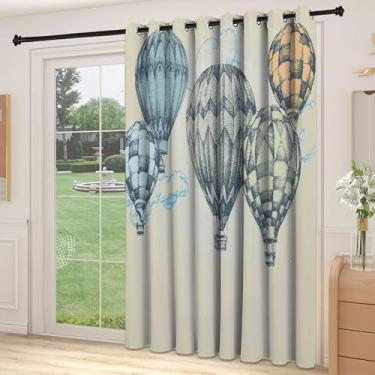 Imagem de Divisória de parede de cortina de divisão vintage, balões de ar quente em tons suaves Fly in the Sky Air High Tourism Design Print, Cortinas largas isoladas/cortinas de quarto (painel único), L 226 x