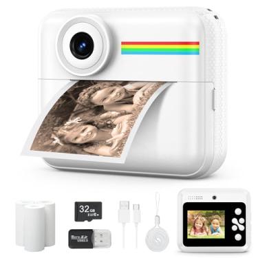 Imagem de Câmera infantil com impressão instantânea de fotos, câmeras duplas de vídeo digital HD para crianças, câmera digital que imprime fotos, presente de aniversário de Natal para meninos e meninas com SD