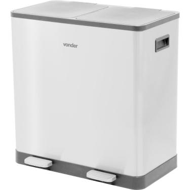 Imagem de Lixeira Dupla Retangular 30L Pedal Aço Inox Vonder Multiuso