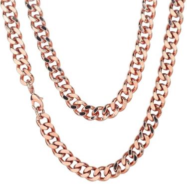 Imagem de Heavenly Metals Colar de corrente cubana de cobre puro – 99,9% cobre sólido – 5 mm, 7 mm, 9 mm, 12 mm de largura – 45,7 cm a 66 cm de comprimento, 18 Inch, Cobre, Sem Pedra Preciosa