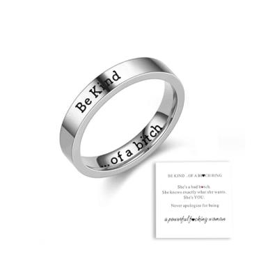 Imagem de MIFYNN Be Kind of A Bitch Anel de aço inoxidável Anel de amizade inspirador Be Kind... of A Bitch para mulheres e meninas, 7, Aço inoxidável, Sem pedra preciosa