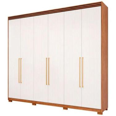 Imagem de Guarda-Roupa Casal MDF 6 Portas Bater 5 Gavetas Aurora Panan, CINAMOMO