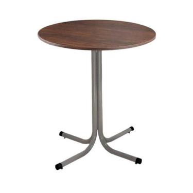 Imagem de Mesa de Jantar Redonda 80cm Cinza Tampo Madeira Imbuia - Lamar Design