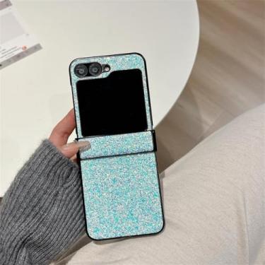 Imagem de Capa para Samsung Galaxy Z Fold6 com glitter luxuoso, diamante, céu estrelado, brilhante, à prova de choque, dobradiça protetora (para Samsung Galaxy Z Fold6/ciano)