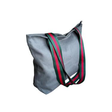 Imagem de Augbunny 473 g 100% algodão durável grande tela multiuso fecho de zíper forrado reutilizável mercearia praia fralda casual tote