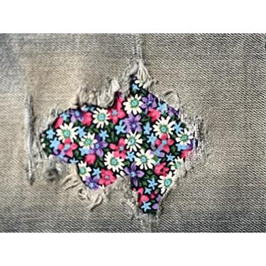 Imagem de Adesivos florais country Peek-A-Boo Iron On da Holey Patches (Lavanda/Rosa, 4x4 (conjunto de 2))
