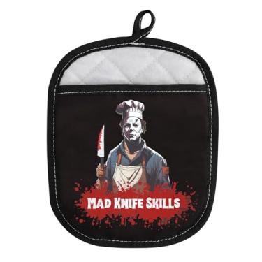 Imagem de WCGXKO Suporte de panela de luva de forno de terror com bolso mercadoria de filme de terror para fãs (MAD KN)