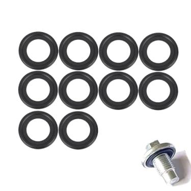 Imagem de YYTQP 10 peças de junta de drenagem de óleo, junta de vedação de carro de borracha M12 substitui OEM #12616850, arruelas de britagem de panela de óleo do motor compatíveis com Buick Cadillac GMC