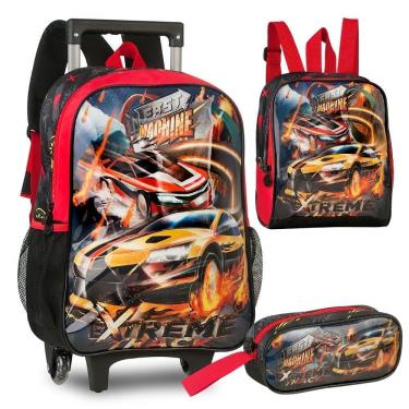 Imagem de Kit Mochila De Rodinhas Carros Fast Machine Clio Fm3492K