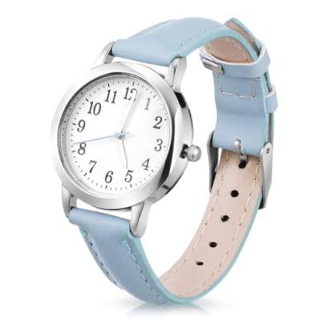 Imagem de Baluue Relógio Analógico Quartzo Com Pulseira De Couro Relógios Femininos À Prova D'Água Para Pulsos Pequenos