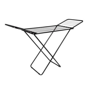 Imagem de Varal de Chão 144x49cm Slim Preto - Suporte para até 20Kg de Roupas - 