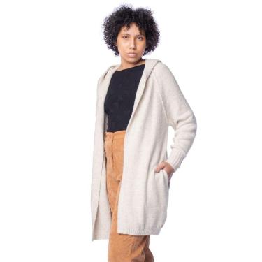 Imagem de Casaco Alongado Feminino Biamar Tricot Capuz Bege Claro-Feminino