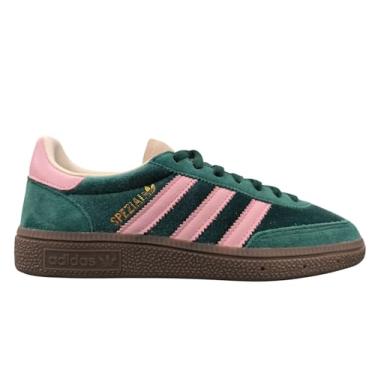 Imagem de adidas Originals Tênis feminino de handebol Spezial, Verde universitário/rosa claro/branco creme, 38