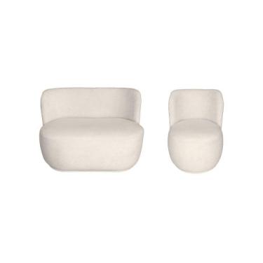 Imagem de Kit Namoradeira Mais Poltronas Sala Lounge Decorativa Bia Bouclé - Est