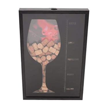 Imagem de QUADRO DE MADEIRA PORTA ROLHAS DE VINHOS TAÇA 47X31X5cm