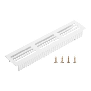 Imagem de PATIKIL Tampa de saída de ar da porta, 15 x 3 cm (dimensões externas), grade de ventilação com venezianas de alumínio, ventilação retangular com parafusos de montagem para armário de sapatos, branca