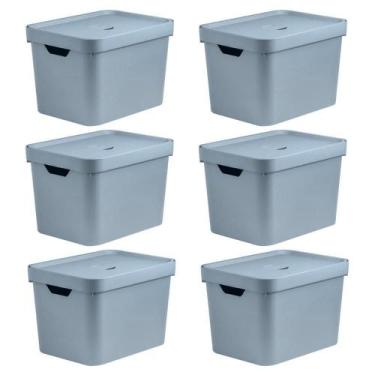 Imagem de Kit 6 Caixas Organizadora 18L Ou 24,5X27X36Cm Cube ul