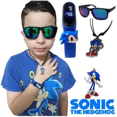Imagem de Relógio Infantil Digital Sonic Prova D'água + Óculos de sol + Colar aj