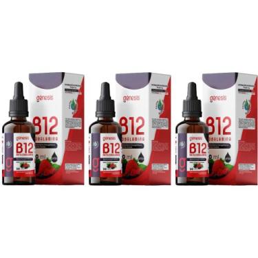 Imagem de Kit 3x Vitamina Sublingual B12 Metilcobalamina 30ml gotas Genesis - Bi