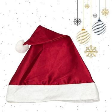 Imagem de Gorro Papai Noel Cetim Clima de Natal Feliz Natal Decoração De Natal P