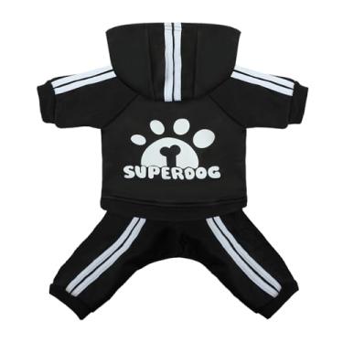 Imagem de LONTEPET Moletom com capuz de cachorro 4 pernas macacão para cães pequenos roupas de cachorro pulôver moletom algodão cachorro casaco de inverno vestuário gato (2GG, preto)