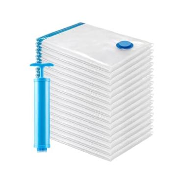 Imagem de Kit Saco a Vácuo + Bomba Automática Elétrica Organizador Rápido Armazenar Guardar(10 Sacos + Bomba Manual)