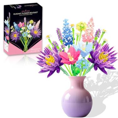 Imagem de Conjunto de montar buquê de flores para adultos, coleção botânica com caixa chique, 12 flores exclusivas para decoração de casa presentes para o dia das mães