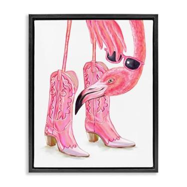 Imagem de Stupell Industries Arte de parede Glam Cowgirl Flamingo Black Framed Floater Canvas por Ziwei Li, 89 x 63 cm