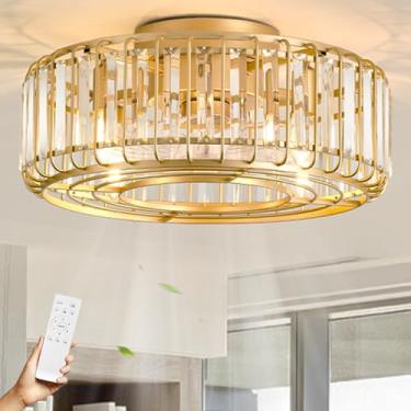 Imagem de Ventilador de teto com luzes e controle remoto, ventilador de teto com lustre E12 de 48 cm com luz, 6 velocidades, 3 temporizadores, silencioso, ventilador de teto com luzes para quarto, sala de estar