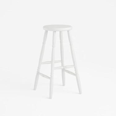 Imagem de Banqueta Alta em Madeira Maciça 75cm Branco Marin Brasil