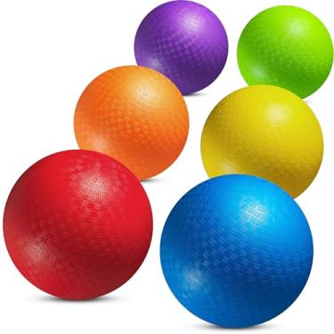 Imagem de Bolas de playground de 21 cm para crianças - (pacote com 6) bolas infláveis de borracha para ambientes internos e externos, quatro bolas quadradas e handebol para escola, academia, recreação e muito