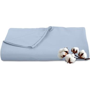 Imagem de Royale Linens Lençol plano de 300 fios 100% algodão penteado longo – Super macio – Lençol de cima – Lençol de cima – Lençol de cima California King vendido separadamente – Apenas lençóis respiráveis e