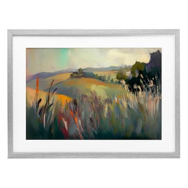 Imagem de Stupell Industries Impressão emoldurada cinza paisagem de planícies tranquilas design sob vidro por Elara Yasna, 17 x 23