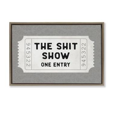 Imagem de Stupell Industries Sh*t Show Entry Ticket Brown Framed Floater Canvas Wall Art Design por Lettered and Lined, 21 x 31