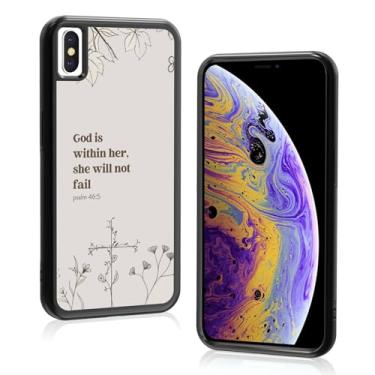 Imagem de Axulimin [God is Within Her She Will Not Fail Psalm] Bíblia cristã feminina preta capa de telefone para iPhone Xs Max (6,5 polegadas)