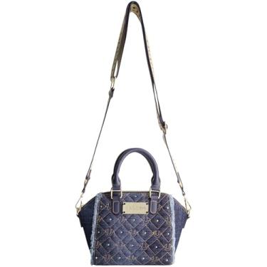 Imagem de True Religion Bolsa feminina, bolsa tiracolo jeans desgastada com alça de ombro ajustável