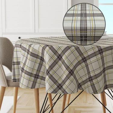 Imagem de Toalha Mesa Plástica Térmica Tartan 4 Lugares Redonda 1,38 - IDEALIZA