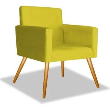 Imagem de Poltrona Nina Cadeira Retro Decorativa Suede Amarelo - King Lar