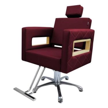Imagem de Cadeira Berlin Fixa Hidráulica estrela Para Salão estofado Bordô - mov