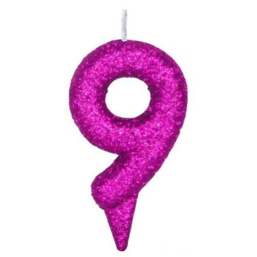 Imagem de Vela De Aniversário Número Magic Glitter Rosa - PartiuFesta