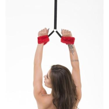 Imagem de Kit Amarras De Porta Com Algema Pelúcia Linha Sado kit Erótico BDSM Sensual 965