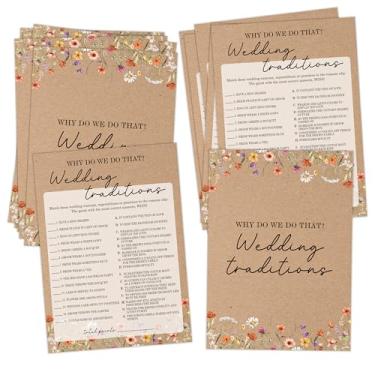 Imagem de Bridal Wedding Shower Games Cards, Why Do We Do That Wedding Traditions Bridal Game, Wildflowers Engagement Party Activities, Fall Marital Newlyweds Party Decoration & Supplies, 25 Cards Per Set- B11